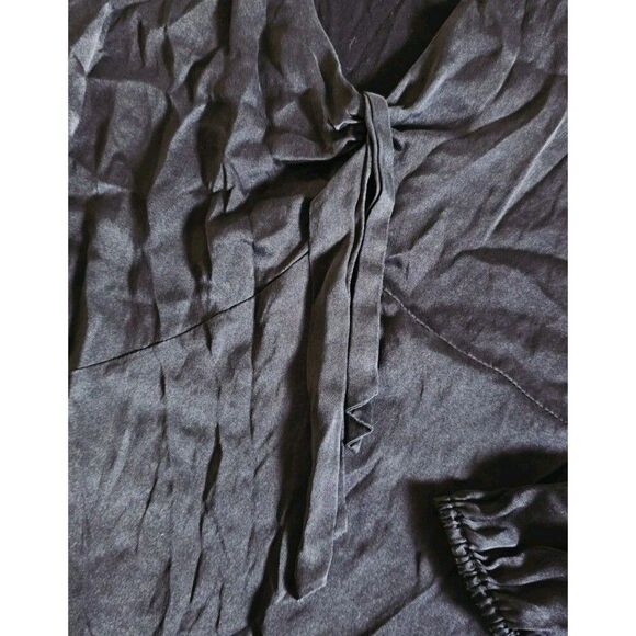 Maje Black Silk Satin Tied Size 1 US XS Blouse Long Sleeve Top - Picture 6 of 9